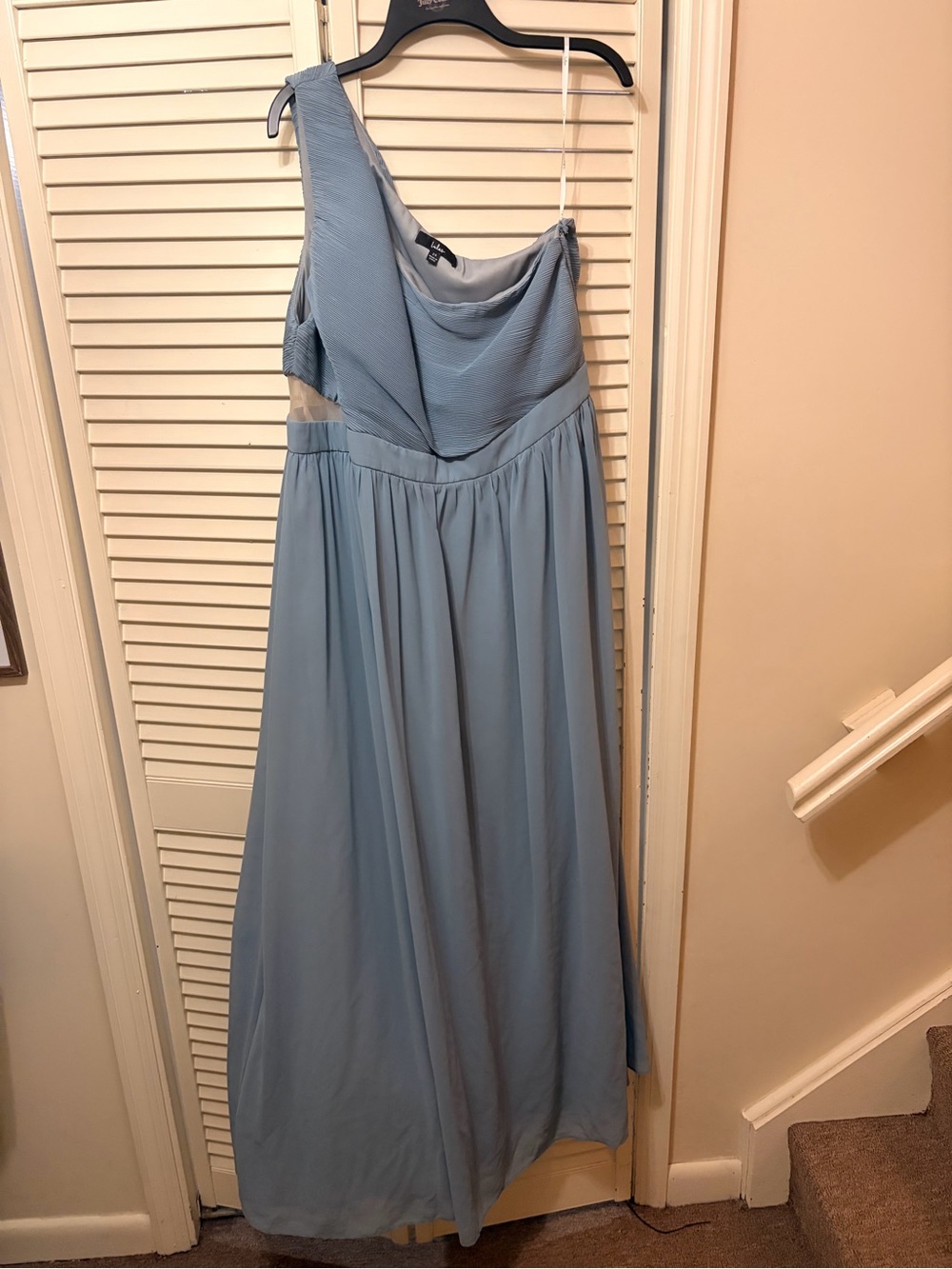 Lulu's Light Blue One-Shoulder Maxi Dress